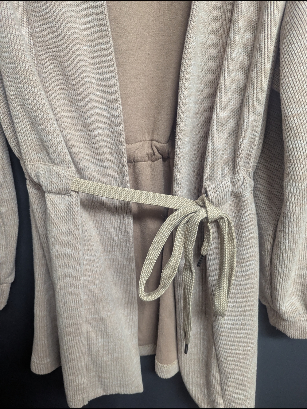 7 For All Mankind Beige Tie Waist Cardigan XS Soft Knit Cozy Chic - Picture 8 of 12